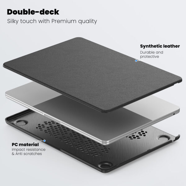 Turtle Shift vegan leer Laptopcover MacBook Air 15.3' inch - 2024 / 2023 - A2941/ A3114 - Zwart - Afbeelding 2
