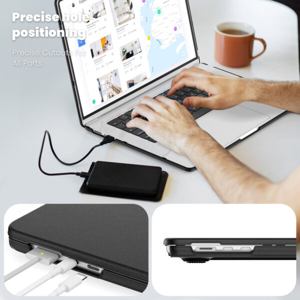 Turtle Shift vegan leer Laptopcover MacBook Air 15.3' inch - 2024 / 2023 - A2941/ A3114 - Zwart - Afbeelding 8