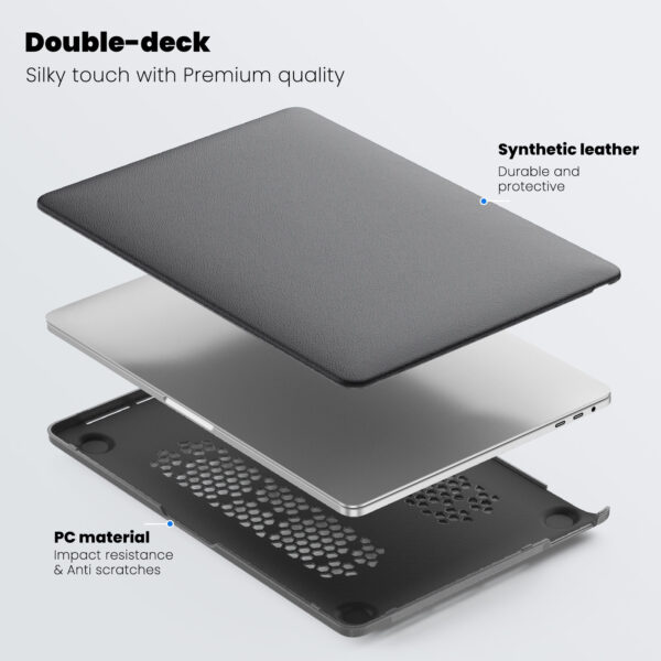 Turtle Shift vegan leer Laptopcover MacBook Pro 13' inch - 2022 / 2020 / 2018 - A2338 / A2289 / A2251 / A2159 / A1989 / 
A1706 / A1708 - Grijs - Afbeelding 2