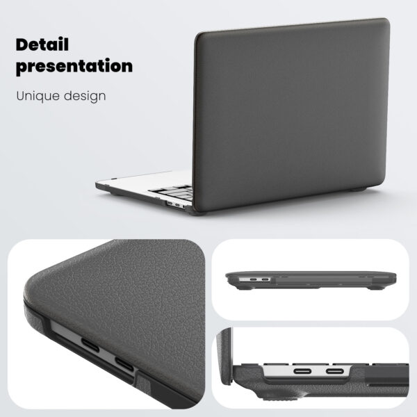 Turtle Shift vegan leer Laptopcover MacBook Pro 13' inch - 2022 / 2020 / 2018 - A2338 / A2289 / A2251 / A2159 / A1989 / 
A1706 / A1708 - Grijs - Afbeelding 3