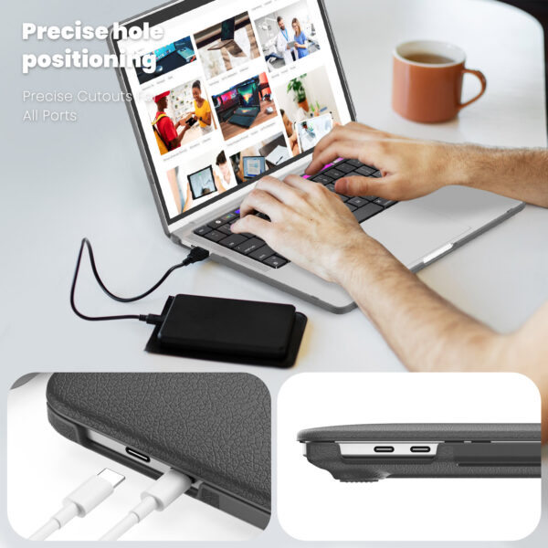 Turtle Shift vegan leer Laptopcover MacBook Pro 13' inch - 2022 / 2020 / 2018 - A2338 / A2289 / A2251 / A2159 / A1989 / 
A1706 / A1708 - Grijs - Afbeelding 8