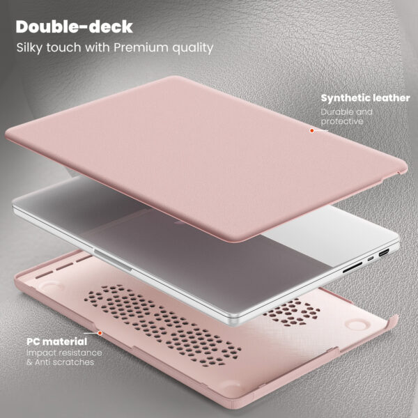Turtle Shift vegan leer Laptopcover MacBook Pro 14' inch - 2023 / 2021 - A2442 / A2779 / A2918 / A2992 - Roze - Afbeelding 2