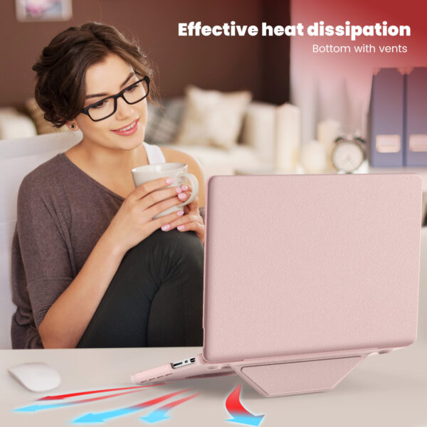 Turtle Shift vegan leer Laptopcover MacBook Pro 14' inch - 2023 / 2021 - A2442 / A2779 / A2918 / A2992 - Roze - Afbeelding 6