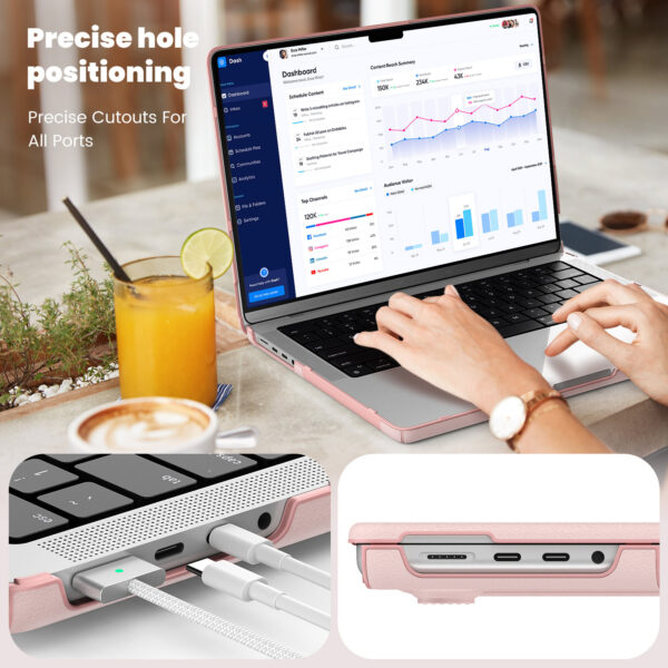Turtle Shift vegan leer Laptopcover MacBook Pro 14' inch - 2023 / 2021 - A2442 / A2779 / A2918 / A2992 - Roze - Afbeelding 8