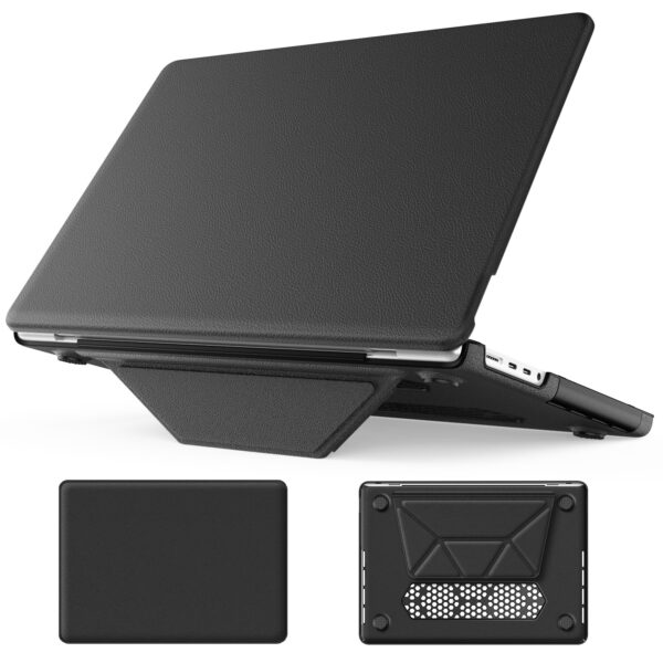 Turtle Shift vegan leer Laptopcover MacBook Pro 14' inch - 2023 / 2021 - A2442 / A2779 / A2918 / A2992 - Zwart
