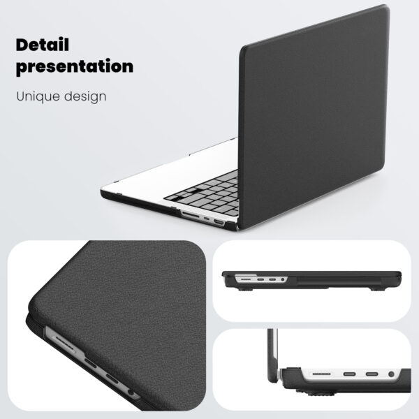 Turtle Shift vegan leer Laptopcover MacBook Pro 14' inch - 2023 / 2021 - A2442 / A2779 / A2918 / A2992 - Zwart - Afbeelding 3