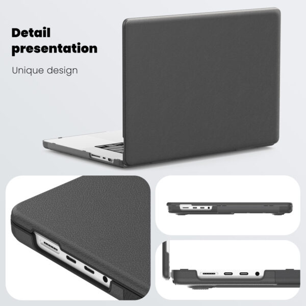 Turtle Shift vegan leer Laptopcover MacBook Pro 16' inch - 2023 / 2021 - A2485 / A2780 / A2991 - Grijs - Afbeelding 3