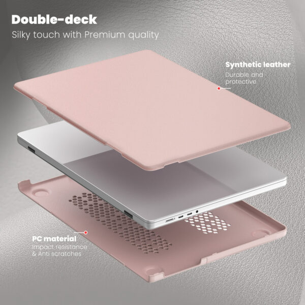 Turtle Shift vegan leer Laptopcover MacBook Pro 16' inch - 2023 / 2021 - A2485 / A2780 / A2991 - Roze - Afbeelding 2