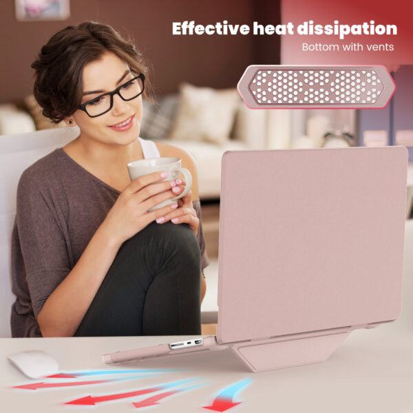 Turtle Shift vegan leer Laptopcover MacBook Pro 16' inch - 2023 / 2021 - A2485 / A2780 / A2991 - Roze - Afbeelding 6