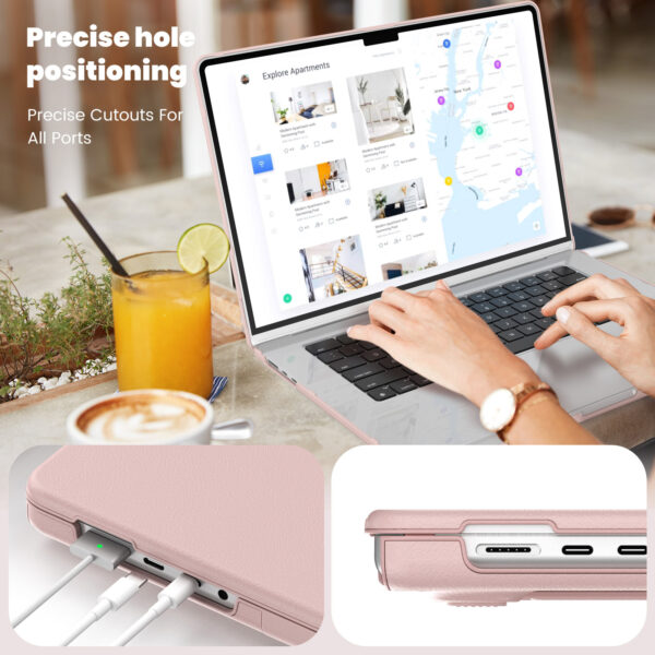 Turtle Shift vegan leer Laptopcover MacBook Pro 16' inch - 2023 / 2021 - A2485 / A2780 / A2991 - Roze - Afbeelding 8