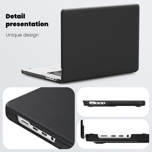 Turtle Shift vegan leer Laptopcover MacBook Pro 16' inch - 2023 / 2021 - A2485 / A2780 / A2991 - Zwart - Afbeelding 3