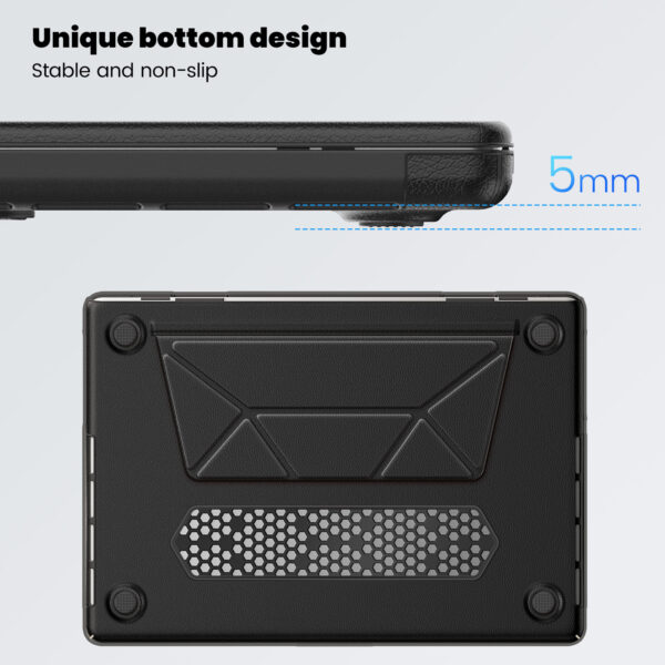 Turtle Shift vegan leer Laptopcover MacBook Pro 16' inch - 2023 / 2021 - A2485 / A2780 / A2991 - Zwart - Afbeelding 5