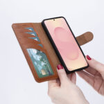 Solidenz Moda Book Samsung Galaxy S25 Plus echt leren hoesje - Bruin - Afbeelding 4