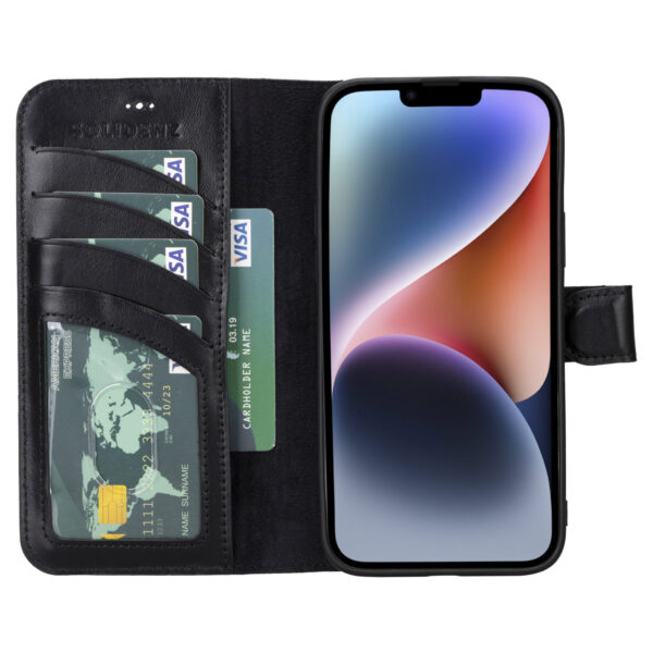 Solidenz Moda Book iPhone 16e echt leren hoesje - Zwart - Afbeelding 2