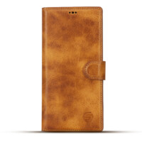 Solidenz Moda Book Samsung Galaxy S25 Ultra echt leren hoesje – Lichtbruin