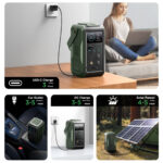 Joyroom 100W XXL Power Bank met uitklapbare Licht voor buiten - 75000mAh inclusief 100W kabel USB-C - Olijfgroen - Afbeelding 5