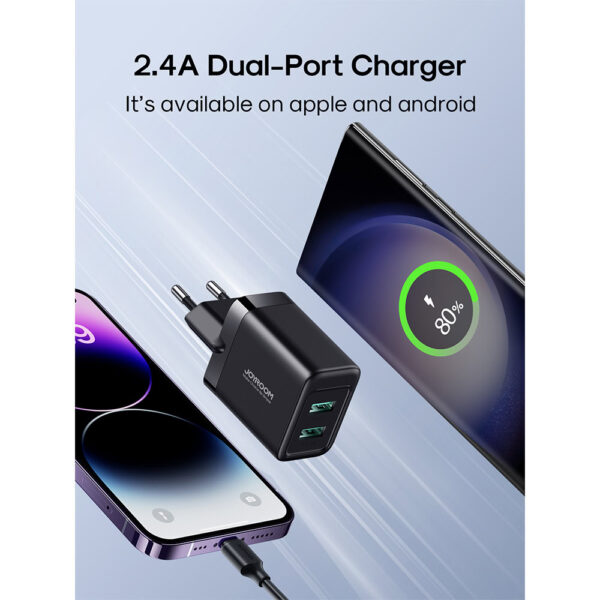 Joyroom 2 Poorten USB-A Oplader 12W - Zwart - Afbeelding 6
