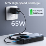 Joyroom 65W Digital Display Snellader Power Bank - 20000 mAh inclusief 100W USB-C Kabel - Zwart - Afbeelding 6