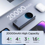 Joyroom 65W Digital Display Snellader Power Bank - 20000 mAh inclusief 100W USB-C Kabel - Zwart - Afbeelding 7