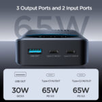 Joyroom 65W Digital Display Snellader Power Bank - 20000 mAh inclusief 100W USB-C Kabel - Zwart - Afbeelding 9