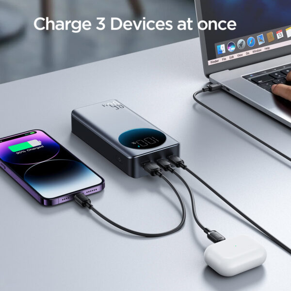 Joyroom 65W Digital Display Snellader Power Bank - 20000 mAh inclusief 100W USB-C Kabel - Zwart - Afbeelding 8
