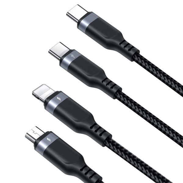 Joyroom Multi-Use 3.5A 3-in-1 Kabel - Type C naar Lightning en Type-C en Micro-USB - 0,3m - Zwart - Afbeelding 3