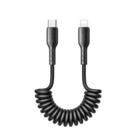 Joyroom – USB-C to lightning cable – Curling cable – Extendable charging cable – Universal charging cable – 1.5 m – 30W – Black