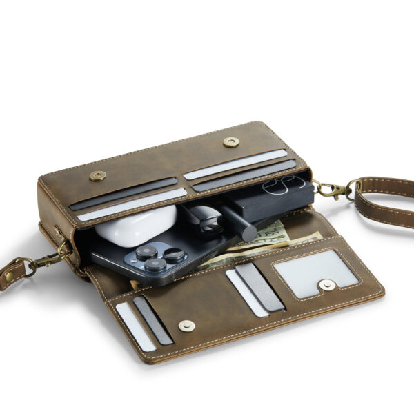 Solidenz Universeel Schoudertas voor Telefoon en Portemonnee tot 7.5 inch - Bruin - Afbeelding 4