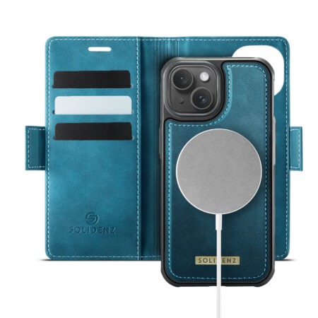 Solidenz 2-in-1 MagSafe Wallet Case for iPhone 15 – Blue