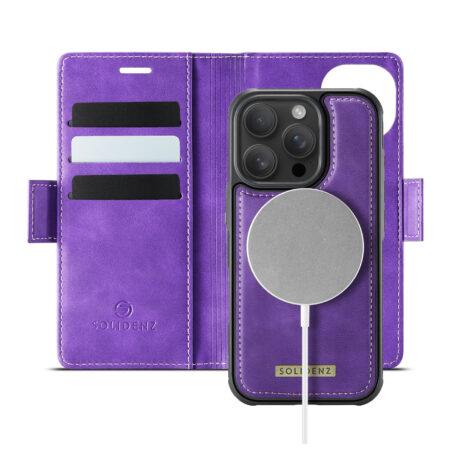 Solidenz 2-in-1 MagSafe Wallet Case voor iPhone 15 Pro – Paars