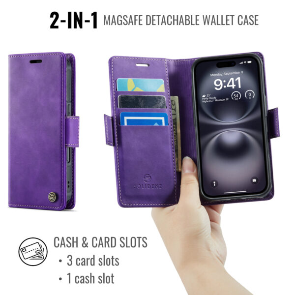 Solidenz 2-in-1 MagSafe Wallet Case voor iPhone 16 Pro Max - Paars - Afbeelding 8
