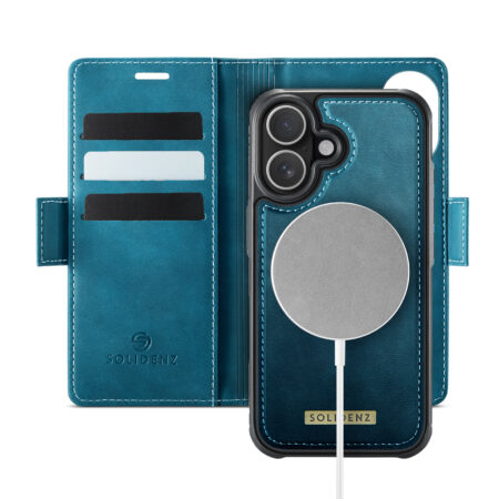 Solidenz 2-in-1 MagSafe Wallet Case for iPhone 16 – Blue
