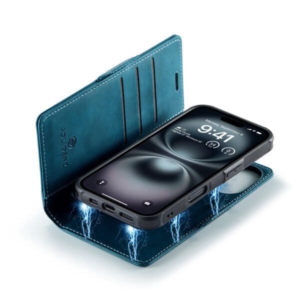 Solidenz 2-in-1 MagSafe Wallet Case for iPhone 16 - Blue - Image 4