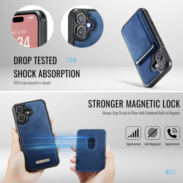 Solidenz MagSafe Wallet Backcover voor iPhone 16 - Blauw - Afbeelding 5