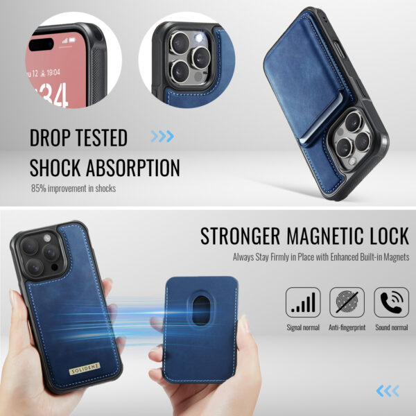 Solidenz MagSafe Wallet Backcover voor iPhone 16 Pro Max - Blauw - Afbeelding 5