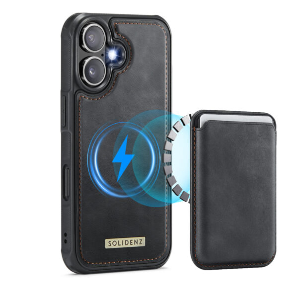 Solidenz MagSafe Wallet Backcover voor iPhone 16 - Zwart