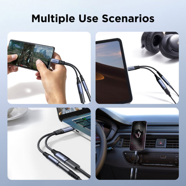 Joyroom 2-in-1 Audio adapter USB-C to 3.5mm and USB-C to USB-C - NOT suitable for iPhones - Black - Image 7