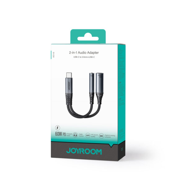 Joyroom 2-in-1 Audio adapter USB-C to 3.5mm and USB-C to USB-C - NOT suitable for iPhones - Black - Image 8