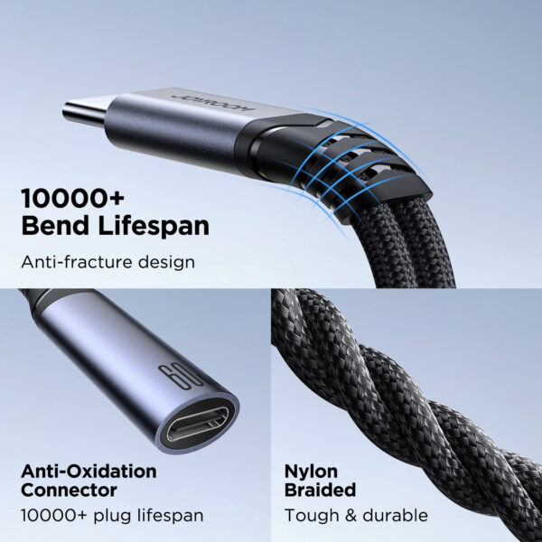 Joyroom 2-in-1 Audio adapter USB-C to 3.5mm and USB-C to USB-C - NOT suitable for iPhones - Black - Image 6