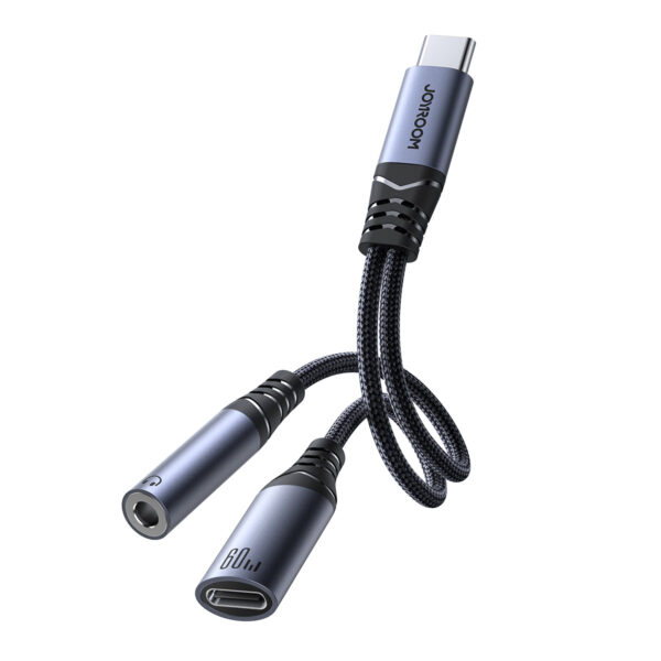 Joyroom 2-in-1 Audio adapter USB-C to 3.5mm and USB-C to USB-C - NOT suitable for iPhones - Black - Image 2