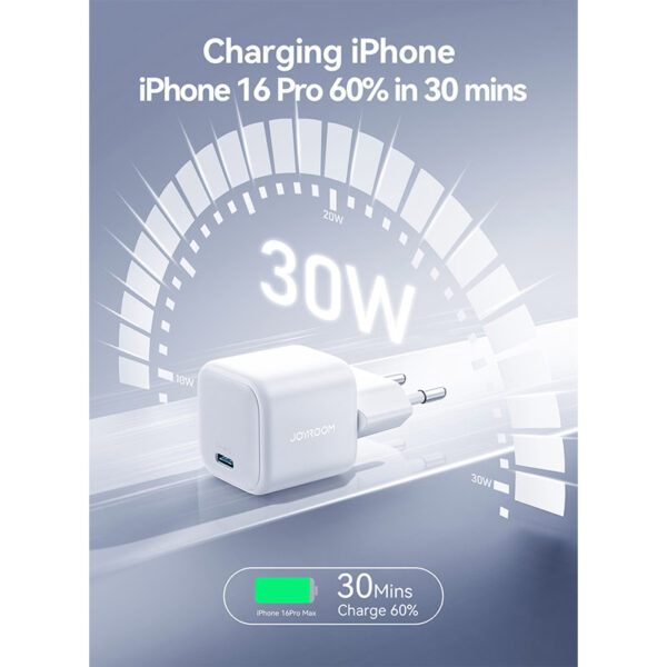 Joyroom 30W mini charger - USB-C port - White - Image 3