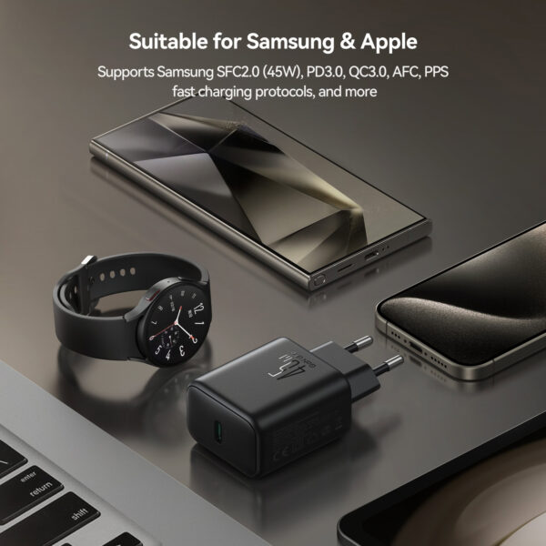 Joyroom 45W charger - USB-C port PD 3.0/QC 3.0 - Black - Image 2