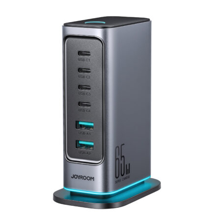 Joyroom – 65W Charging Station with USB 3.0 and USB C – Desktop Adapter – Multi Port Docking Station – Gray