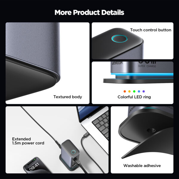 Joyroom - 65W Charging Station with USB 3.0 and USB C - Desktop Adapter - Multi Port Docking Station - Gray - Image 6