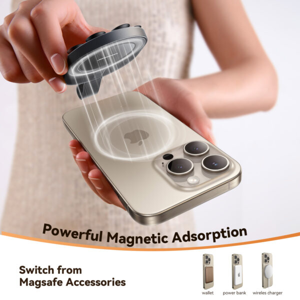 Joyroom Magnetic Suction Cup Phone Holder for Universal Use - Black - Image 4