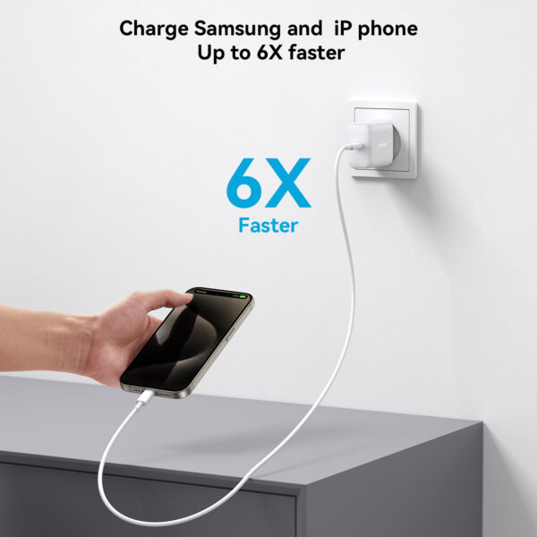 Joyroom PD 30W Charger - Includes USB-C to USB-C cable - 1 meter - White - Image 4