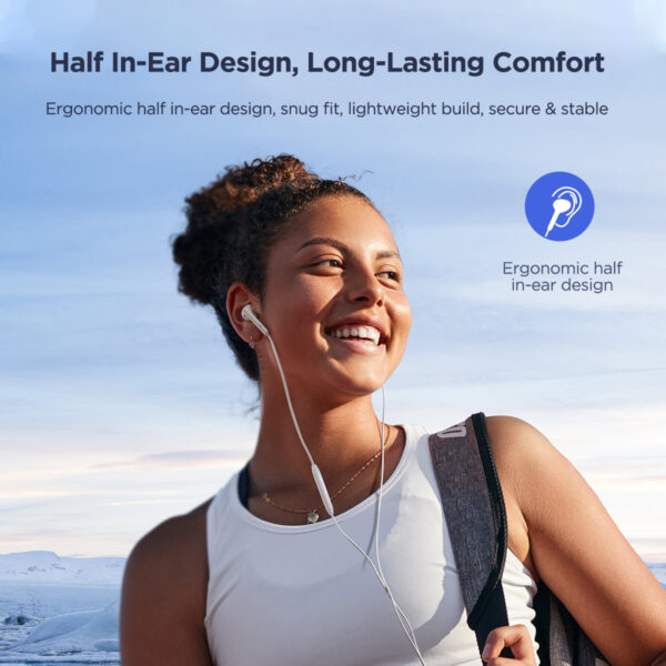 Joyroom Type-C Half In-Ear Earbuds - NOT suitable for iPhones - White - Image 5