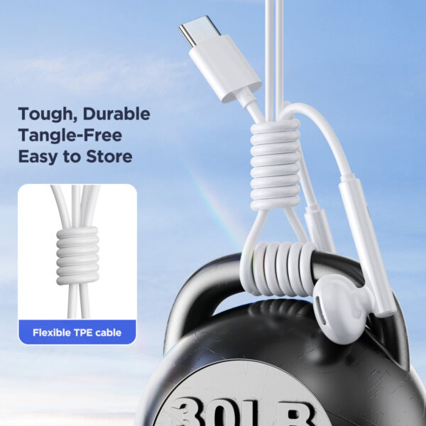 Joyroom Type-C Half In-Ear Earbuds - NOT suitable for iPhones - White - Image 7