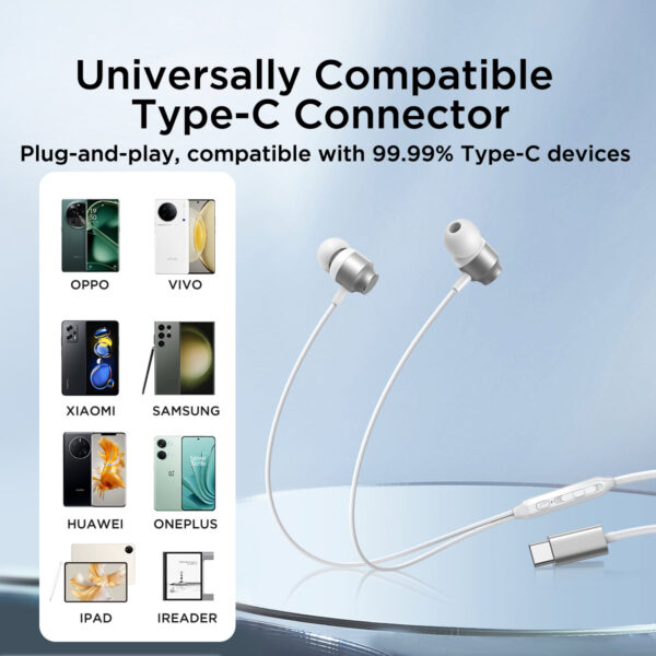 Joyroom Type-C In-Ear Earbuds - NOT suitable for iPhones - Silver - Image 9