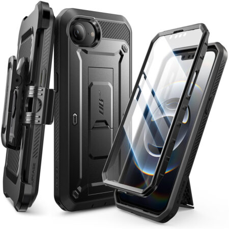 Supcase 360 Backcase case with screen protector iPhone 16e – Black